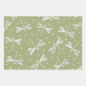 Witte stippen met jonge olijven en libellen inpakpapier vel (Voorkant)