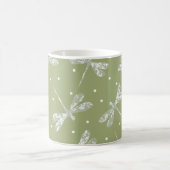 Witte stippen met jonge olijven en libellen koffiemok (Center)
