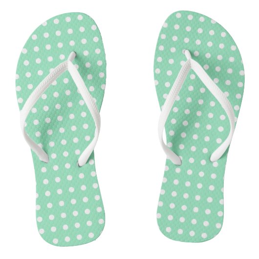 Witte Stippen met roestvrij ontwerp - Groene Sjabl Teenslippers (Voetbed)