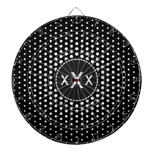Witte Stippen Modern Monogram Dartbord (Voorkant)