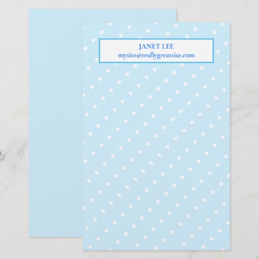 Witte Stippen Op Aangepast Blauw Briefpapier  (Voorkant / Achterkant)