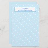 Witte Stippen op aangepaste blauwe briefpapier (Voorkant / Achterkant)