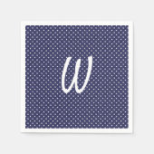 witte stippen op blauw monogram servet (Voorkant)