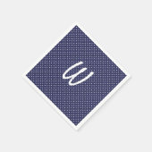witte stippen op blauw monogram servet (Hoek)
