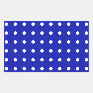 witte stippen op blauw rechthoekige sticker