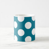 Witte stippen op blauw - retrostijl koffiemok (Center)