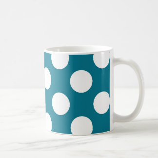 Witte stippen op blauw - retrostijl koffiemok