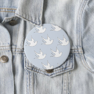 witte stippen op blauw ronde button 4,0 cm