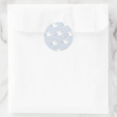 witte stippen op blauw ronde sticker (Tas)