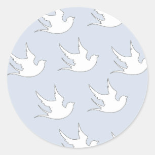 witte stippen op blauw ronde sticker