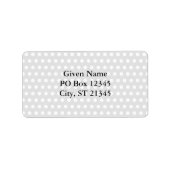 Witte Stippen op Bleek grijs Etiket (Voorkant)