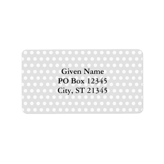 Witte Stippen op Bleek grijs Etiket (Voorkant)