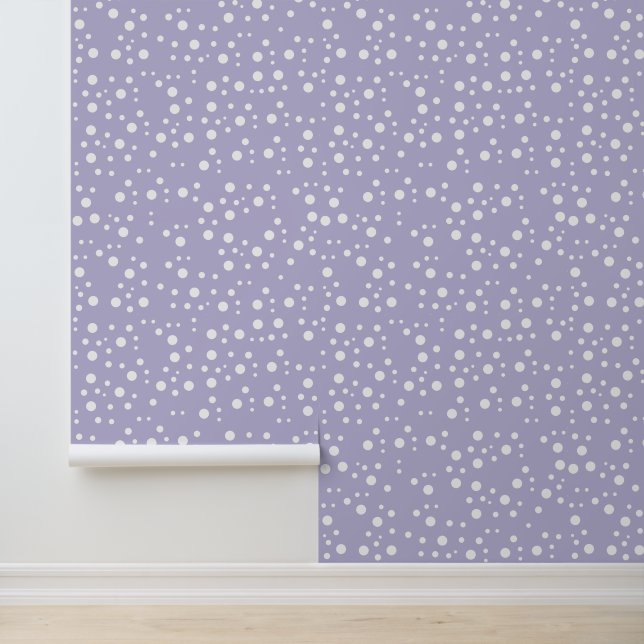 Witte Stippen op Bleek Paars Behang (Applicatie)