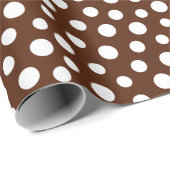 Witte Stippen op bruin omslagpapier Cadeaupapier (Rol Hoek)