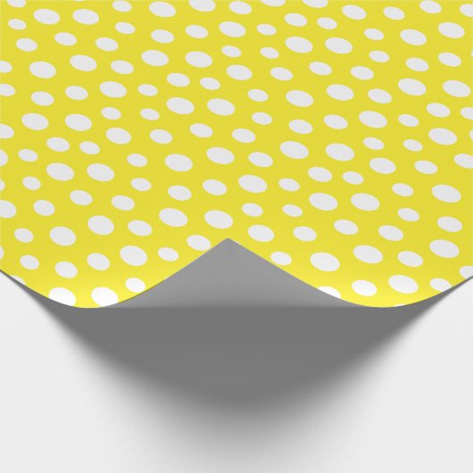 Witte Stippen op geel omlooppapier Cadeaupapier (Hoek)
