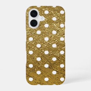 Witte stippen op gouden achtergrond iPhone 16 hoesje