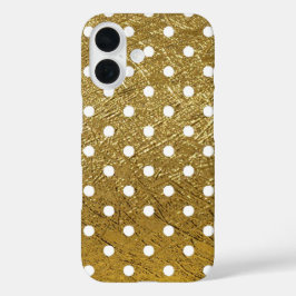 Witte Stippen op gouden kleur iPhone 16 Hoesje