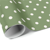 Witte Stippen op groen Cadeaupapier (Rol Hoek)
