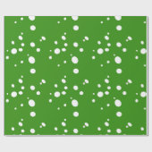 Witte stippen op groen kerstinpakpapier cadeaupapier (Vlak)