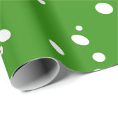 Witte stippen op groen kerstinpakpapier cadeaupapier (Rol Hoek)