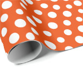 Witte Stippen op helder Oranje omslagpapier Cadeaupapier (Rol Hoek)