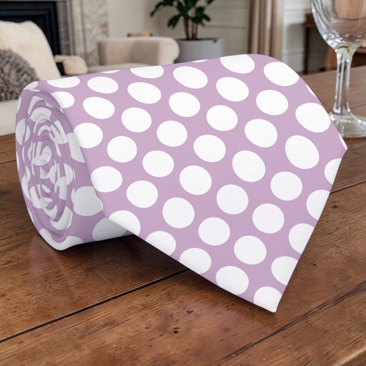 Witte stippen op lavendelkleurige maatwerkdas stropdas