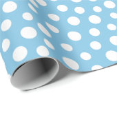 Witte Stippen op lichtblauw omslagpapier Cadeaupapier (Rol Hoek)