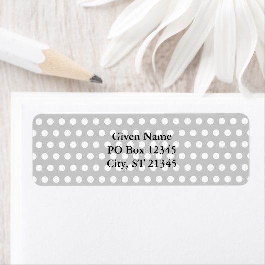 Witte Stippen op lichtgrijs Etiket (Insitu)
