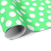 Witte Stippen op lichtgroen omslagpapier Cadeaupapier (Rol Hoek)