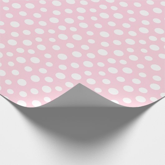 Witte Stippen op lichtroze omlooppapier Cadeaupapier (Hoek)