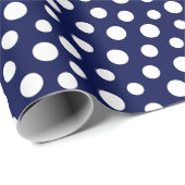 Witte Stippen op marineblauw omslagpapier Cadeaupapier (Rol Hoek)