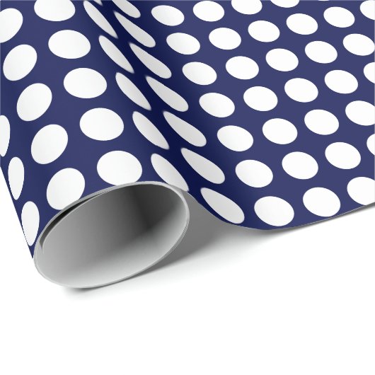 Witte Stippen op marineblauw omslagpapier Cadeaupapier (Rol Hoek)