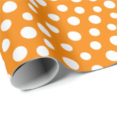 Witte Stippen op Oranje verpakkingspapier Cadeaupapier (Rol Hoek)