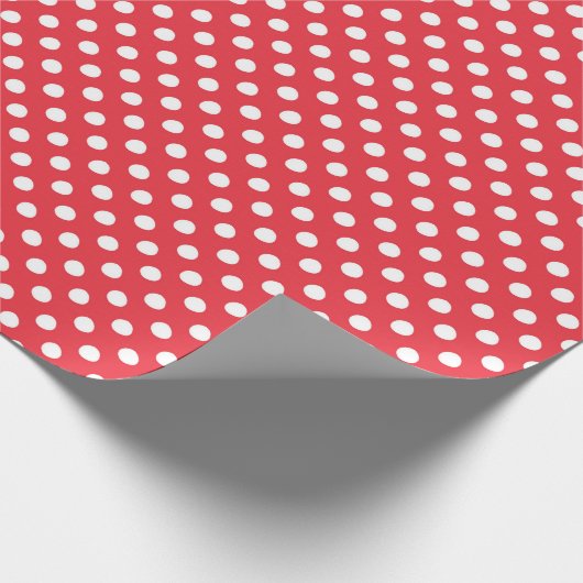 Witte Stippen op rode achtergrond Cadeaupapier (Hoek)