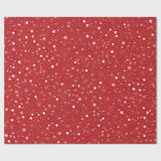 Witte Stippen op rode kerst Cadeaupapier (Vlak)