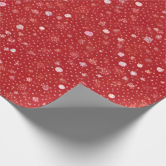 Witte Stippen op rode kerst Cadeaupapier (Hoek)