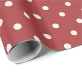 Witte Stippen op rood Cadeaupapier (Rol Hoek)