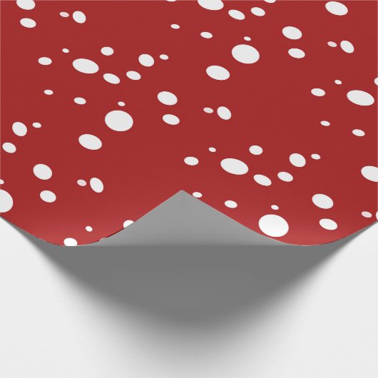 Witte stippen op rood inpakpapier (Hoek)