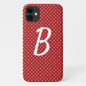witte stippen op rood monogram Case-Mate iPhone case (Achterkant)