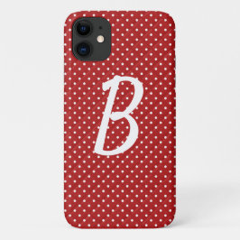 witte stippen op rood monogram Case-Mate iPhone case