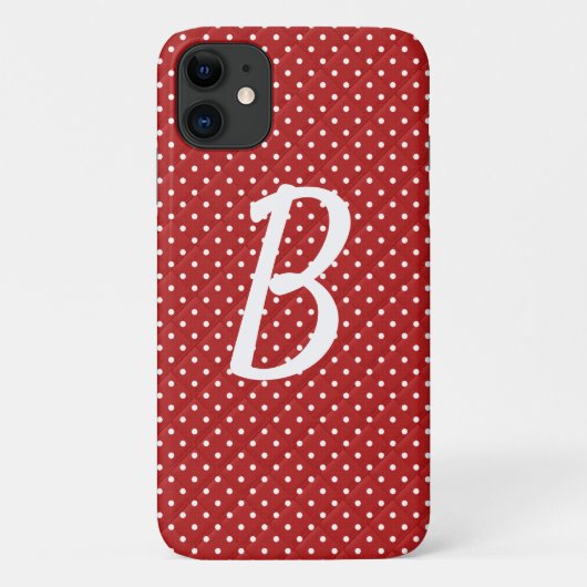 witte stippen op rood monogram Case-Mate iPhone case (Achterkant)