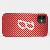 witte stippen op rood monogram Case-Mate iPhone case (Achterkant (horizontaal))