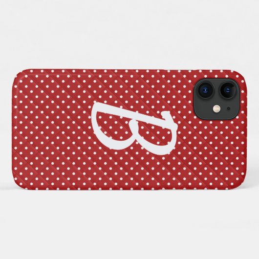 witte stippen op rood monogram Case-Mate iPhone case (Achterkant (horizontaal))