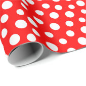 Witte Stippen op rood verpakkingspapier Cadeaupapier (Rol Hoek)