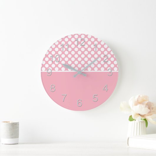 Witte stippen op roze grote klok (Huis)
