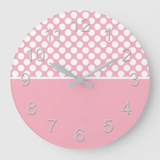 Witte stippen op roze grote klok (Voorkant)