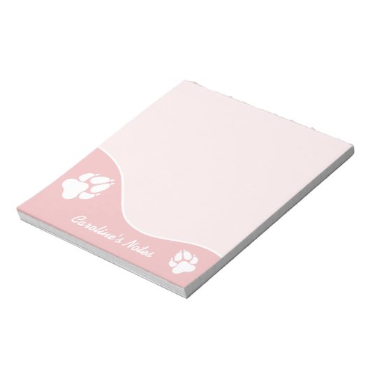 Witte stippen op roze met aangepaste titel notitieblok (Linkerzijde)