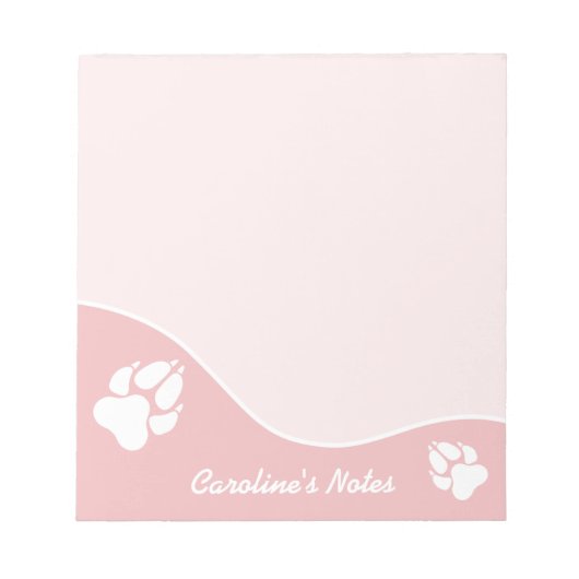 Witte stippen op roze met aangepaste titel notitieblok (Voorkant)