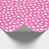 Witte Stippen op roze ompakpapier Cadeaupapier (Hoek)