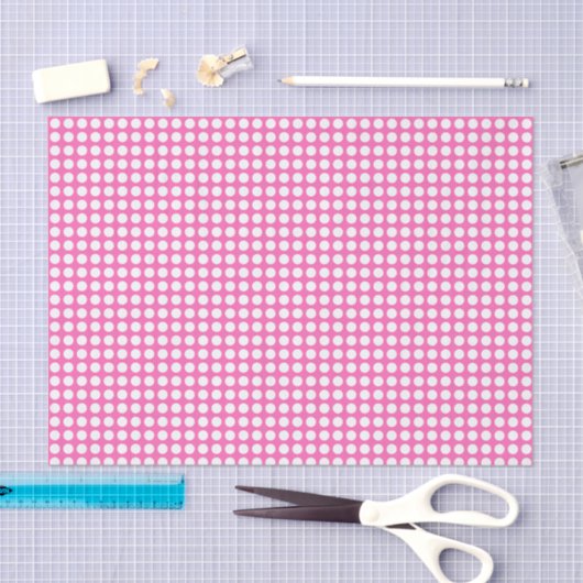 Witte Stippen op roze weefselpapier Tissuepapier (Craft)